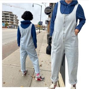 Red Sky light denim overalls